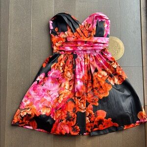 Speechless Black and Orange Strapless Dress